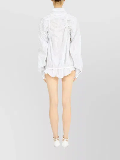 Maison Margiela Striped Long-sleeved Shirt Buttoned Cuffs In White