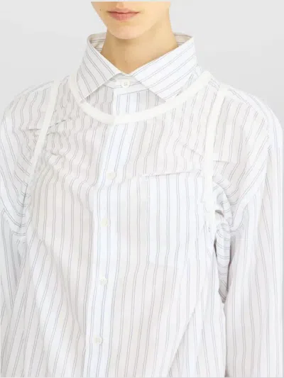 Maison Margiela Striped Long-sleeved Shirt Buttoned Cuffs In White