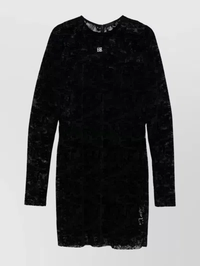 Givenchy Knee Length Lace Dress With Sheer Detailing In Black