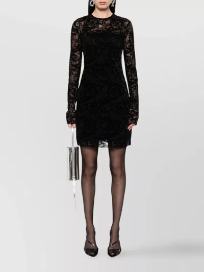 Givenchy Knee Length Lace Dress With Sheer Detailing In Black