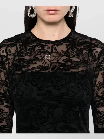 Givenchy Knee Length Lace Dress With Sheer Detailing In Black