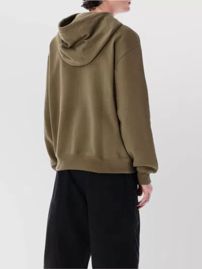 Saint Laurent Hooded Sweatshirt With Logo In Green