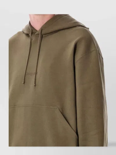 Saint Laurent Hooded Sweatshirt With Logo In Green
