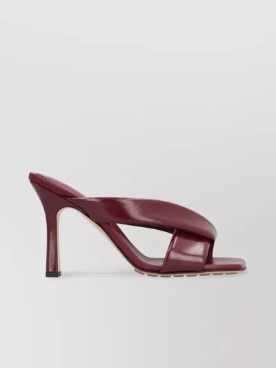 Bottega Veneta Leather Cross Strap Square Toe Mules In Brown