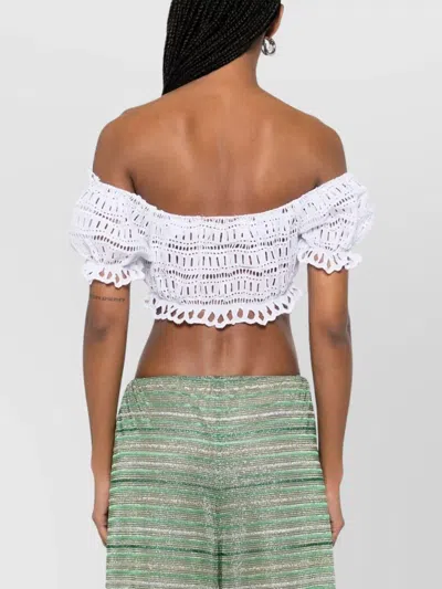 Ermanno Scervino Lace Cotton Cropped Top With Off-the-shoulder Design In White