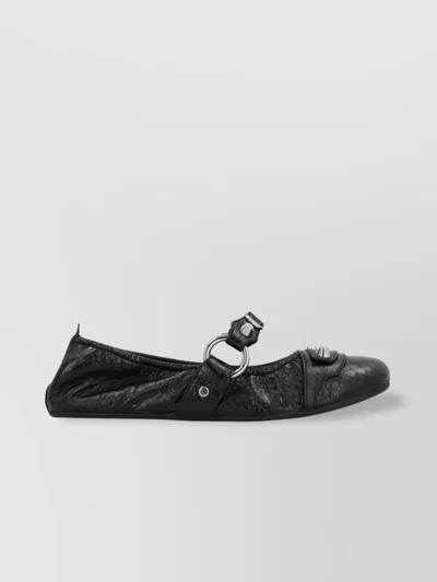 Balenciaga City Nappa Leather Ballet Flats In Black