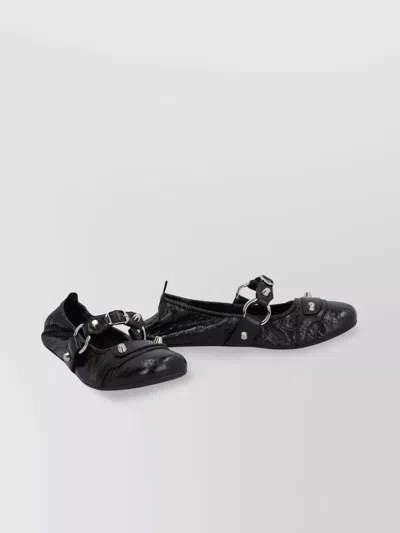 Balenciaga City Nappa Leather Ballet Flats In Black