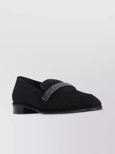 Stuart Weitzman Loafers With Embellished Strap Detail In Black