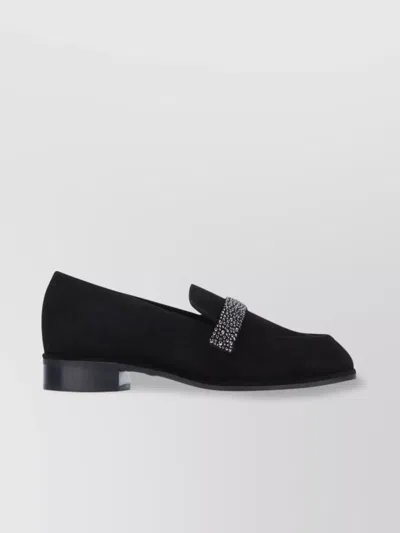 Stuart Weitzman Loafers With Embellished Strap Detail In Black