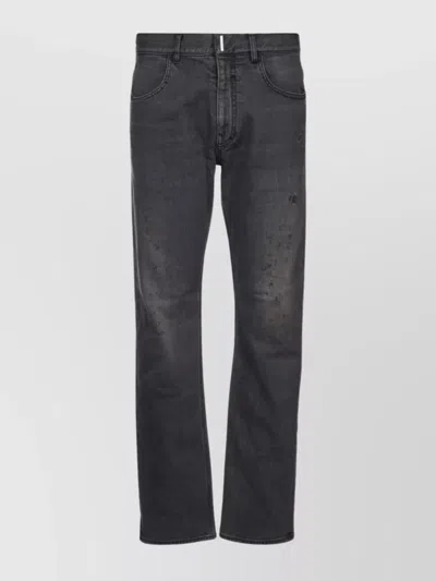 Givenchy Distressed Five-pocket Trousers Belt Loops In Gray