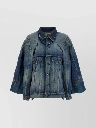 Junya Watanabe Double-layer Faded Denim Jacket With Chest Pockets