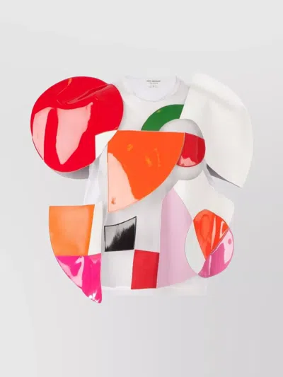 Junya Watanabe Colorful Geometric Patchwork Top With Short Sleeves In Multi