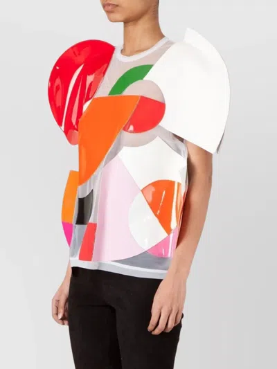 Junya Watanabe Colorful Geometric Patchwork Top With Short Sleeves In Multi