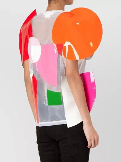 Junya Watanabe Colorful Geometric Patchwork Top With Short Sleeves In Multi