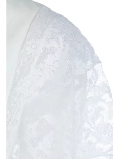 Prada Satin Lace Sleeve Midi Dress In White
