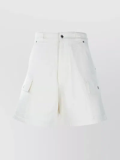 Prada Denim Trousers With Back And Cargo Pockets In White