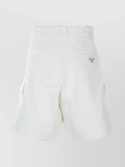 Prada Denim Trousers With Back And Cargo Pockets In White