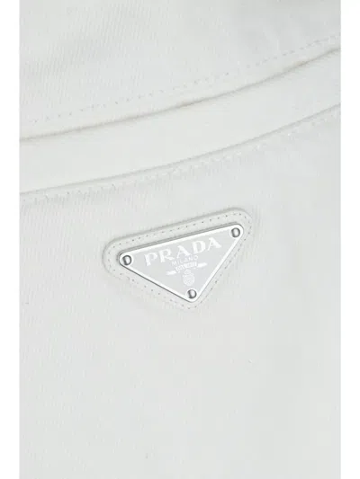 Prada Denim Trousers With Back And Cargo Pockets In White