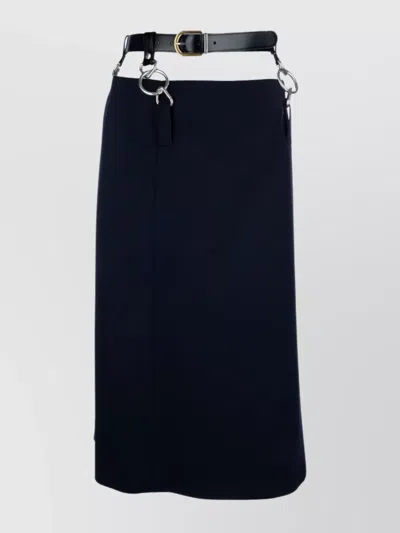 Prada Waist Belted Knee-length Skirt With Metal Hardware In Black