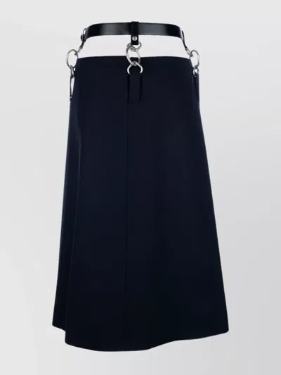 Prada Waist Belted Knee-length Skirt With Metal Hardware In Black