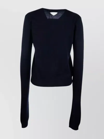 Prada Knitwear V-neckline Long Sleeves Cuffs And Hem In Black