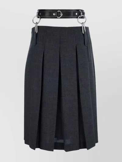Prada Skirt Belted Waist Metal Hardware In Black
