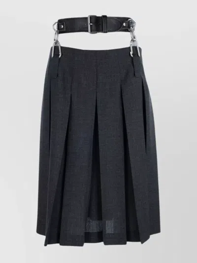 Prada Skirt Belted Waist Metal Hardware In Black
