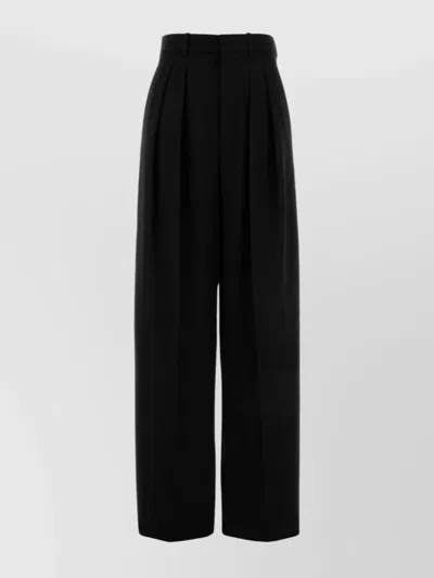Saint Laurent Wide Leg Trousers With Pleats And Pockets