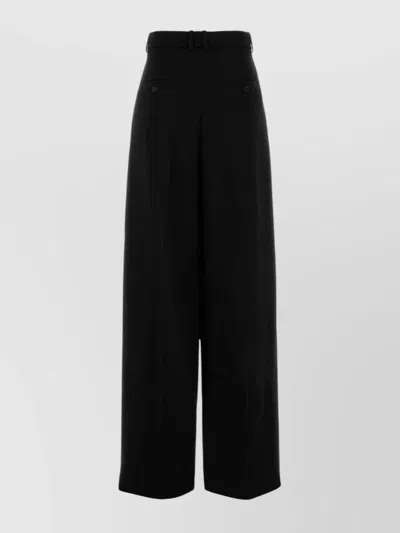 Saint Laurent Wide Leg Trousers With Pleats And Pockets