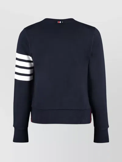 Thom Browne Blue Jersey Sweatshirt With 4bar Detail
