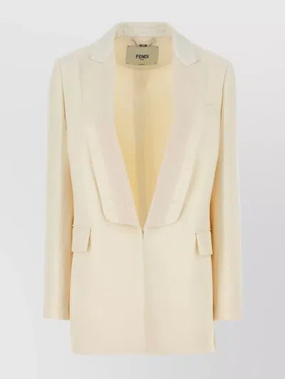 Fendi Giacca In Misto Lana Avorio Donna