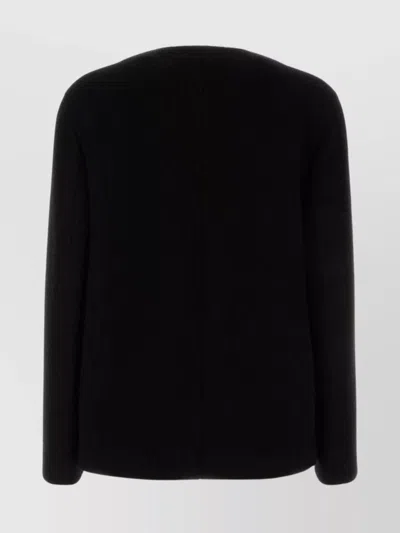 Gucci Wool Blend Cardigan With Contrast Trim And Front Pockets In Black