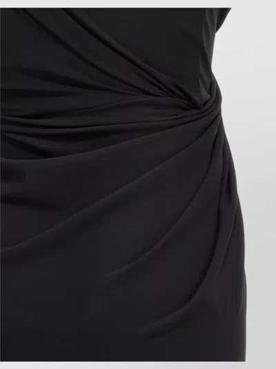 Balenciaga Draped Sleeveless Asymmetric Midi Dress In Black