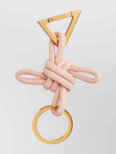 Bottega Veneta Circular Ring With Knot And Triangle In Metallic