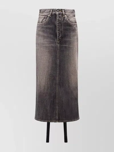 Balenciaga Skirt With Laces In Smoky Grey Denim Women In Gray