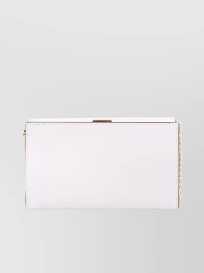 Michael Kors Monogrammed Leather Shoulder Bag With Adjustable Strap In White