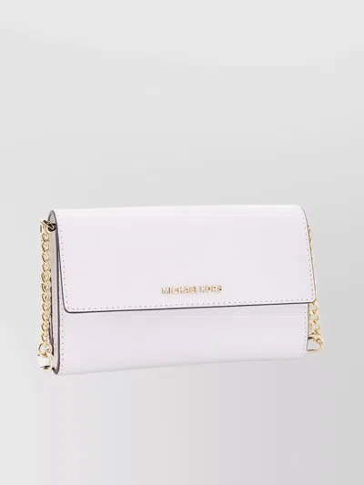 Michael Kors Monogrammed Leather Shoulder Bag With Adjustable Strap In White