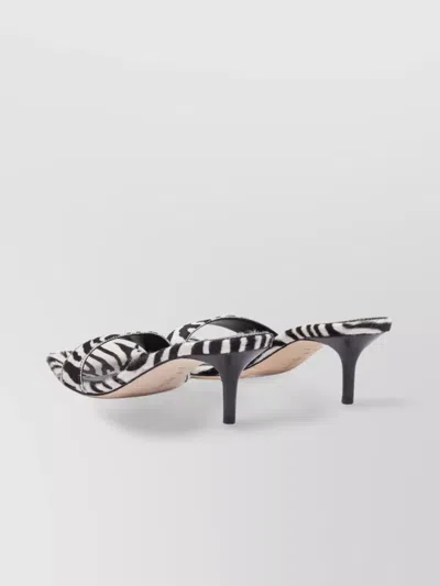 Aeyde Open Toe Kitten Heel Zebra Pattern Sandals