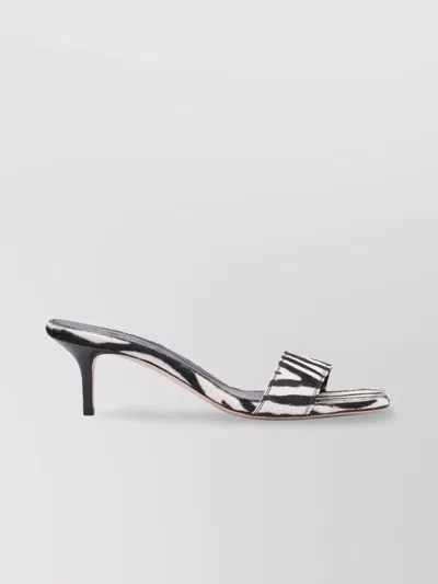 Aeyde Open Toe Kitten Heel Zebra Pattern Sandals