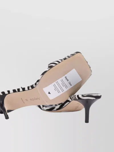 Aeyde Open Toe Kitten Heel Zebra Pattern Sandals