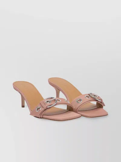 Aeyde Sandals With Buckle Detail And Kitten Heel In Animal Print