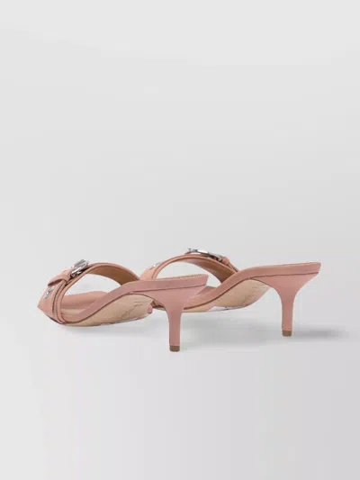 Aeyde Sandals With Buckle Detail And Kitten Heel In Animal Print