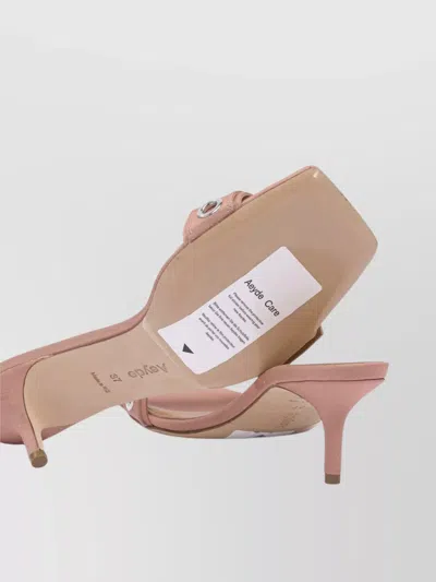 Aeyde Sandals With Buckle Detail And Kitten Heel In Animal Print