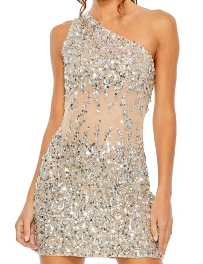Mac Duggal 10977 Short Fitted Sequin Beaded Cocktail Mini Dress In Multi