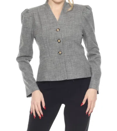 Joseph Ribkoff Puff Sleeve Peplum Jacket In Grey Melange