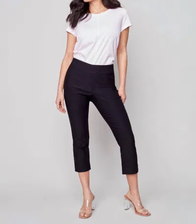 Charlie B Stretch Pull-on Cuffed Pant In Black