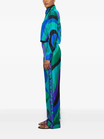 Pucci Silk Straight Trousers In Multi
