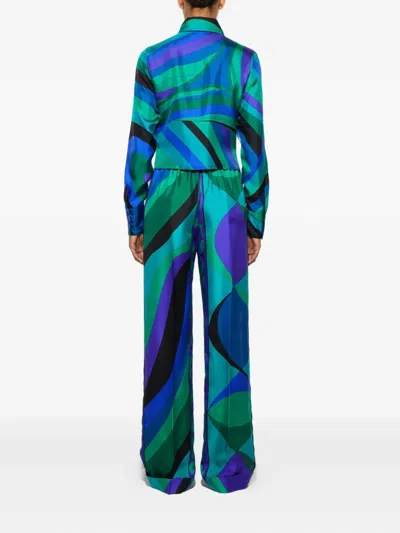 Pucci Silk Straight Trousers In Multi
