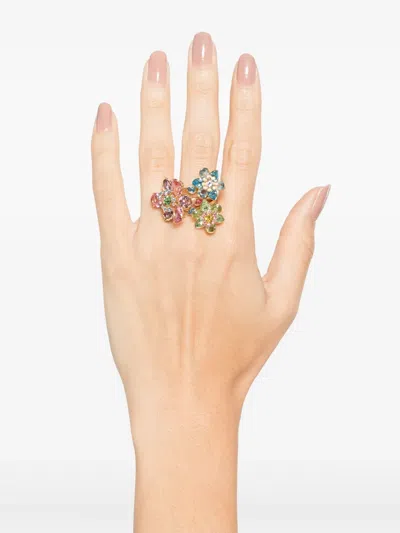 Swarovski Idyllia Triple Crystal Flower Cocktail Ring In Multicolored