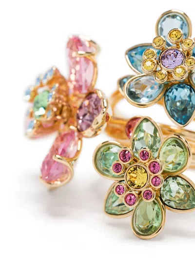 Swarovski Idyllia Triple Crystal Flower Cocktail Ring In Multicolored
